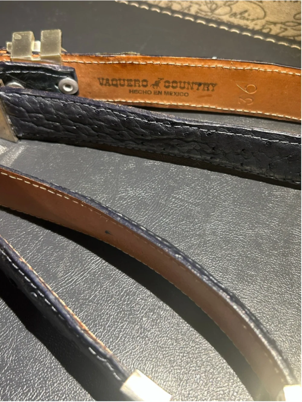 Men's Vaquero Country Belt One Size Black Silver Leather